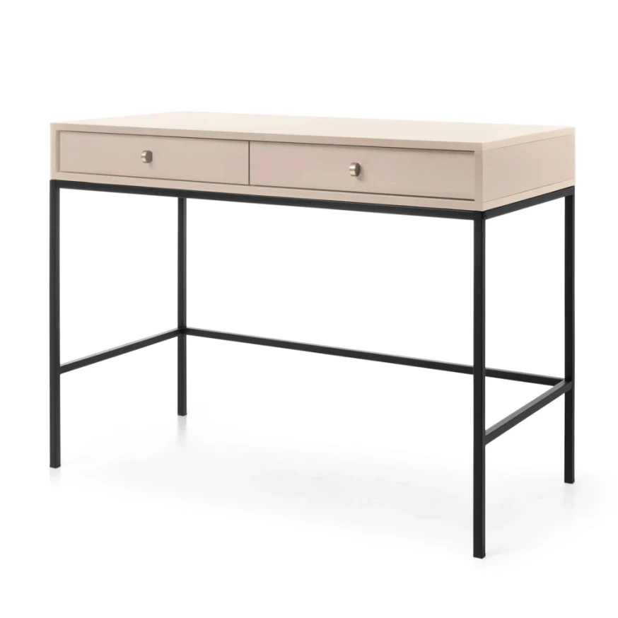 Schminktisch / Schreibtisch MADLA MT104 – Sandbeige mit goldenen Griffen