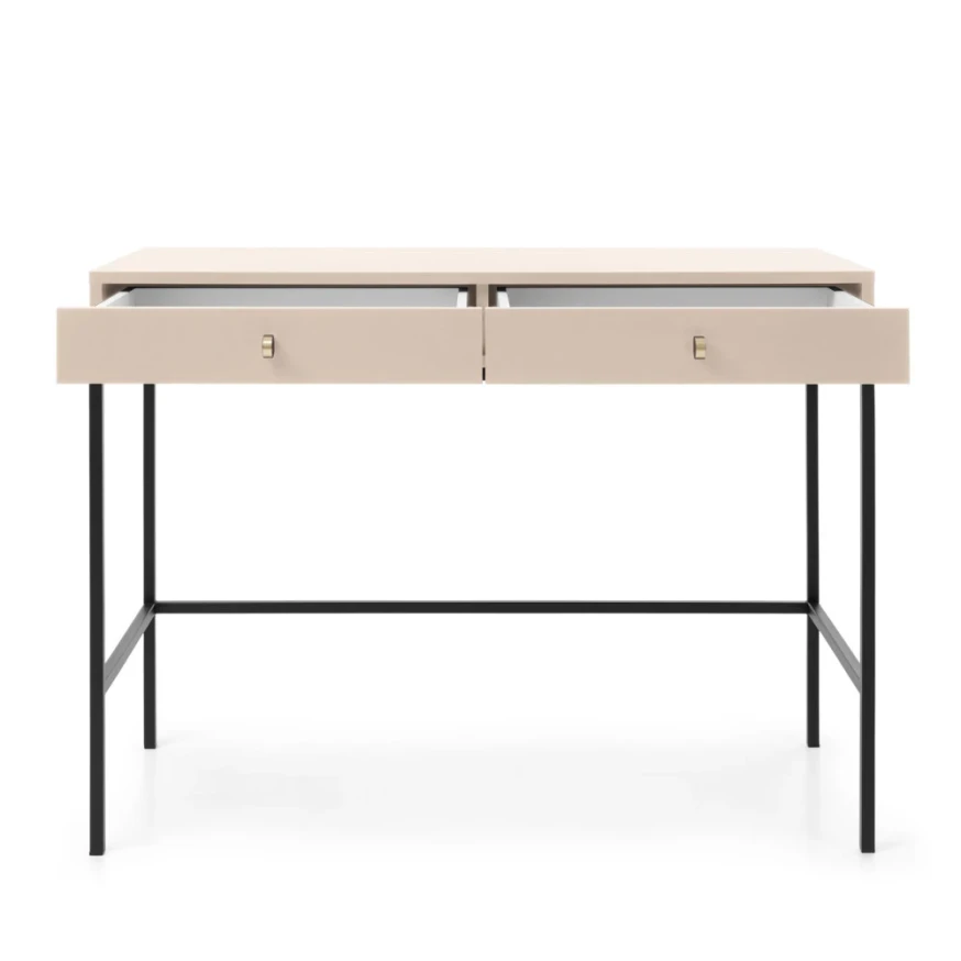 Schminktisch / Schreibtisch MADLA MT104 – Sandbeige mit goldenen Griffen