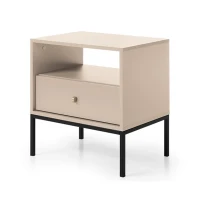 Nachttisch MADLA MS54 – Sandbeige mit goldenen Griffen