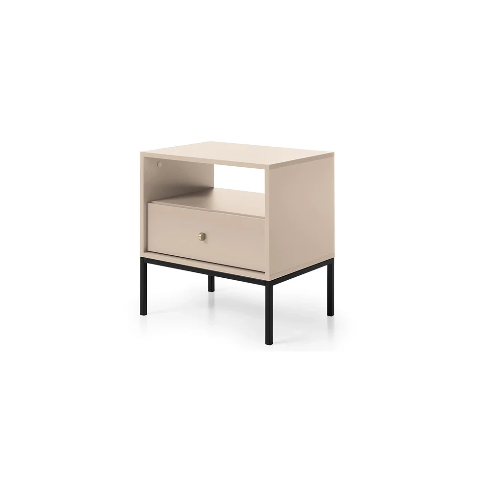 Nachttisch MADLA MS54 – Sandbeige mit goldenen Griffen
