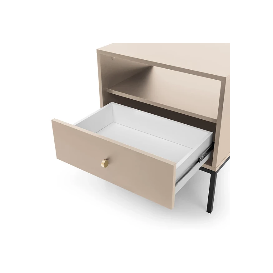 Nachttisch MADLA MS54 – Sandbeige mit goldenen Griffen