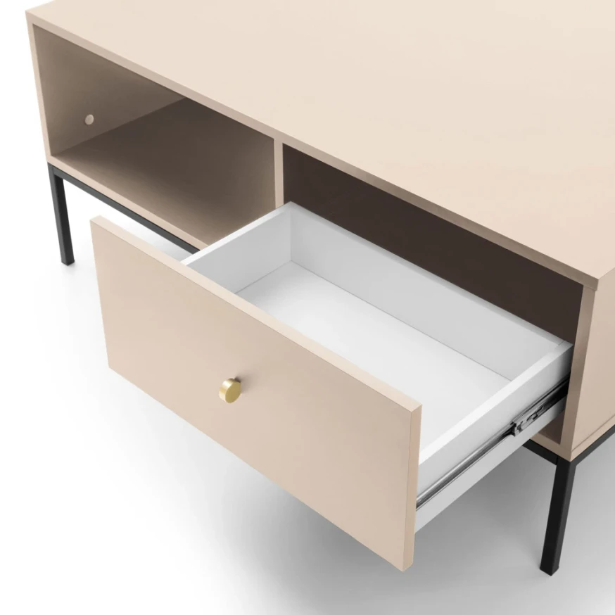 Couchtisch MADLA ML104 – Sandbeige mit goldenen Griffen