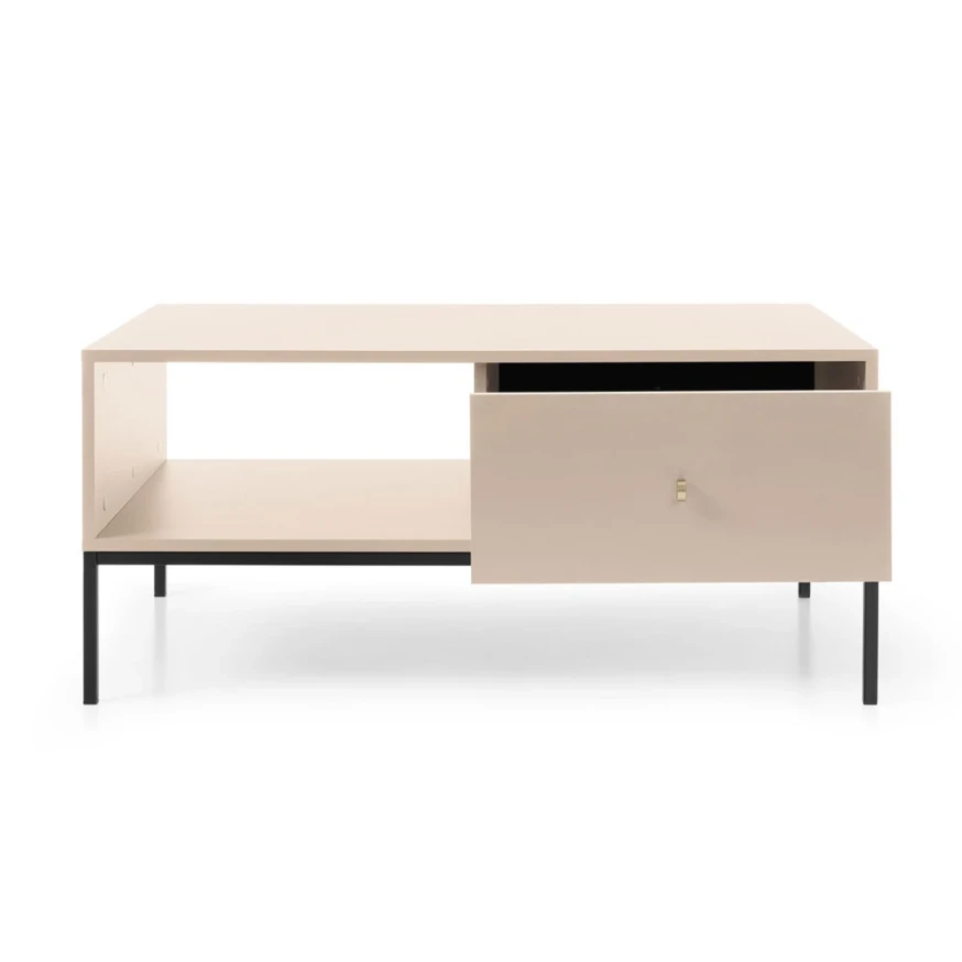 Couchtisch MADLA ML104 – Sandbeige mit goldenen Griffen