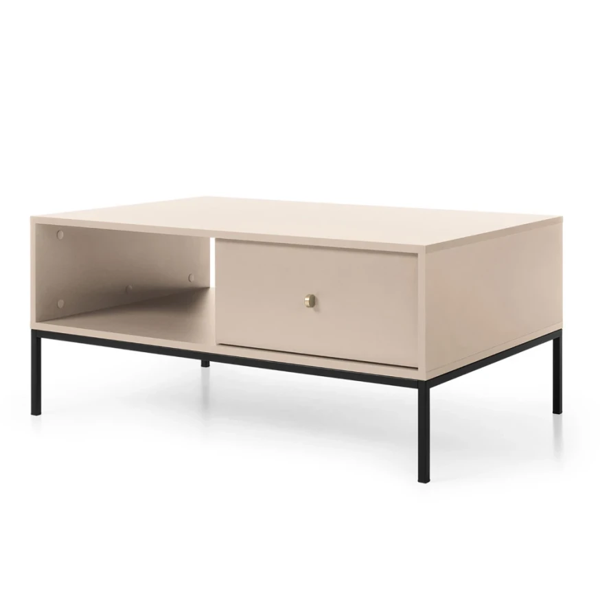 Couchtisch MADLA ML104 – Sandbeige mit goldenen Griffen