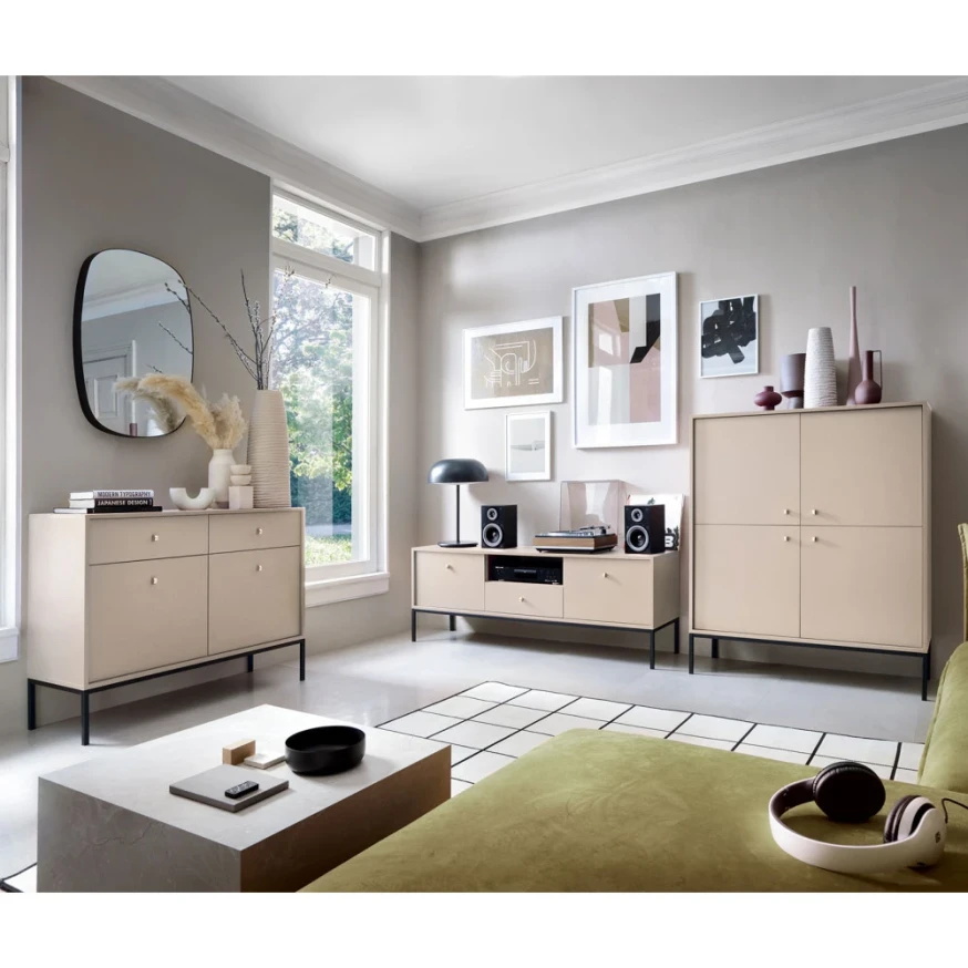 Couchtisch MADLA ML104 – Sandbeige mit goldenen Griffen