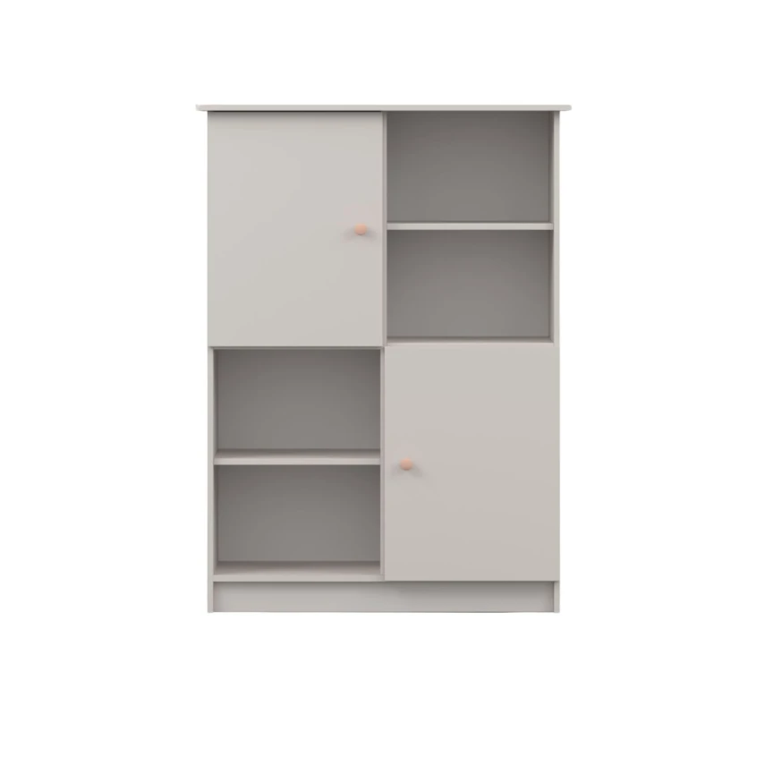 Regal Lila - two-door unit with shelves and metal handles