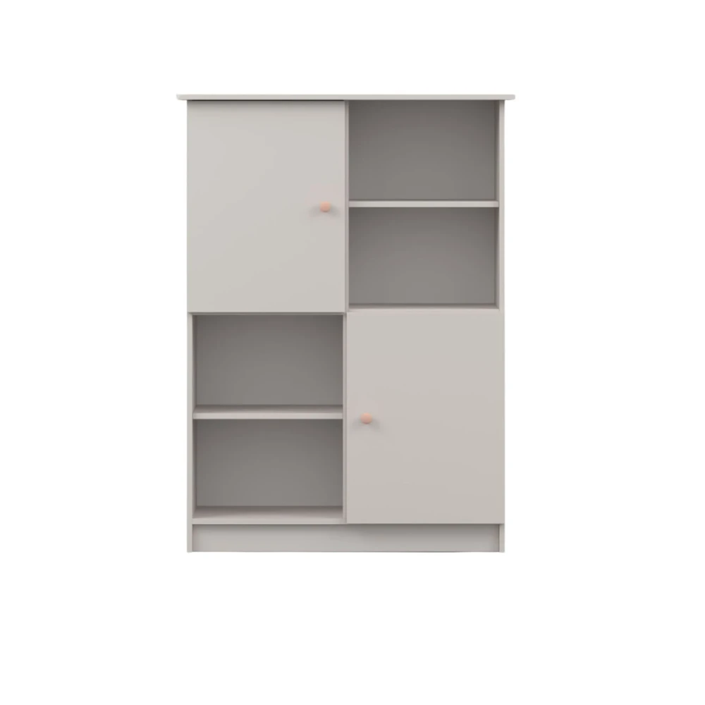 Regal Lila - two-door unit with shelves and metal handles