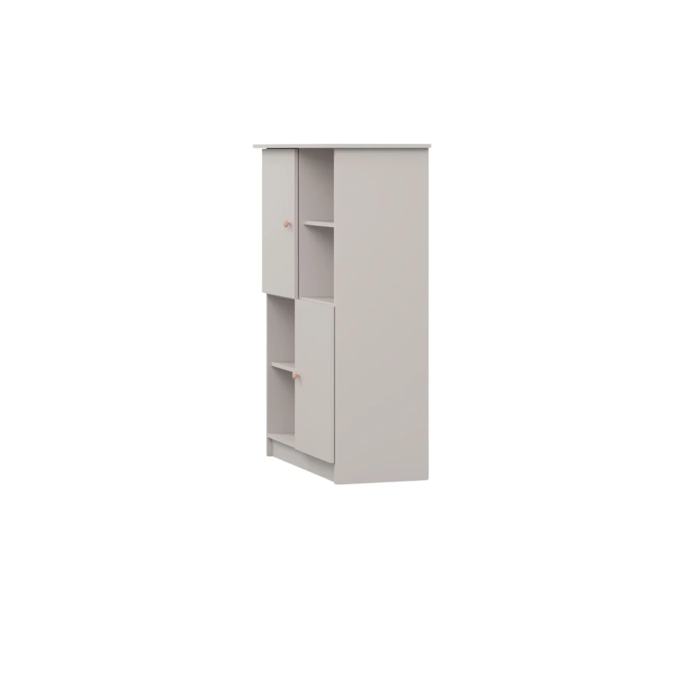 Regal Lila - two-door unit with shelves and metal handles