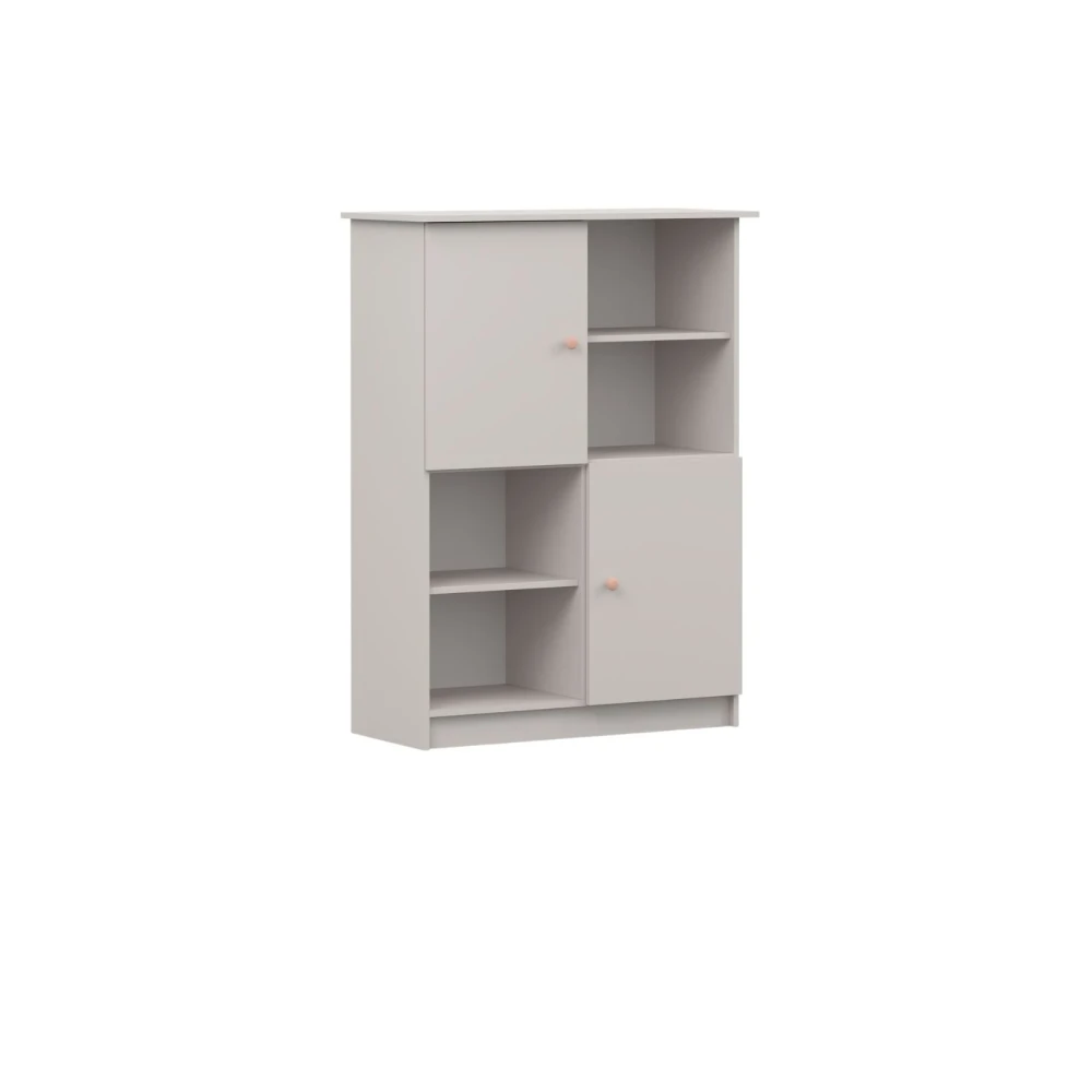Regal Lila - two-door unit with shelves and metal handles