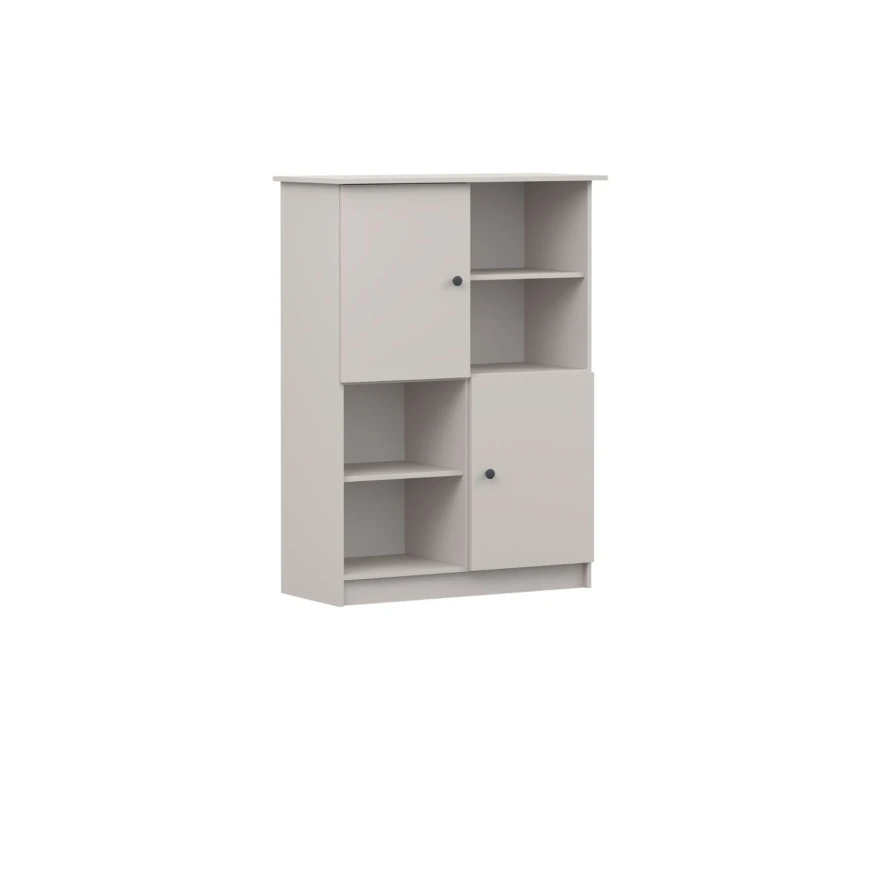 Regal Lila - two-door unit with shelves and metal handles