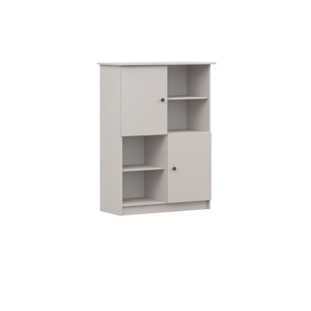 Regal Lila - two-door unit with shelves and metal handles