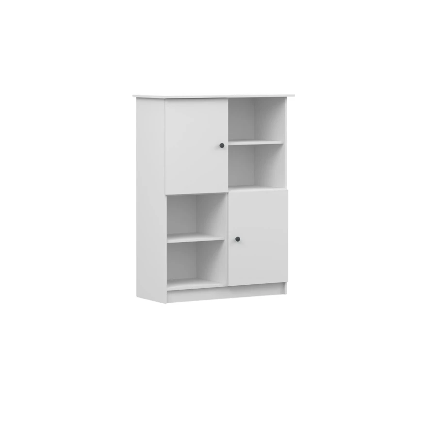 Regal Lila - two-door unit with shelves and metal handles