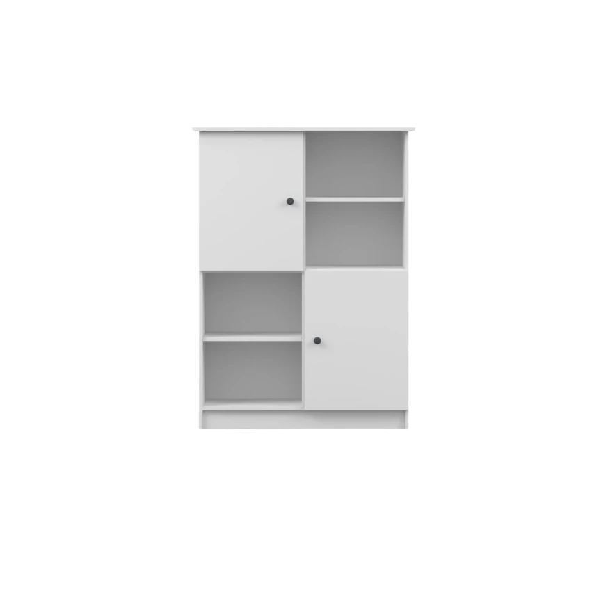 Regal Lila - two-door unit with shelves and metal handles