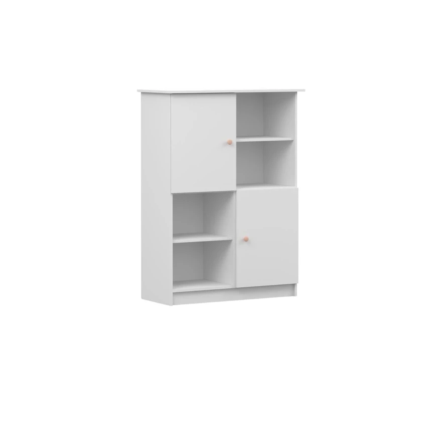Regal Lila - two-door unit with shelves and metal handles