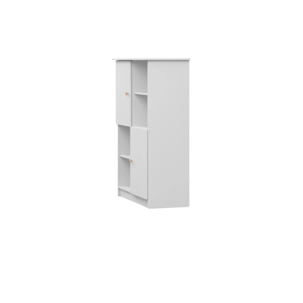 Regal Lila - two-door unit with shelves and metal handles