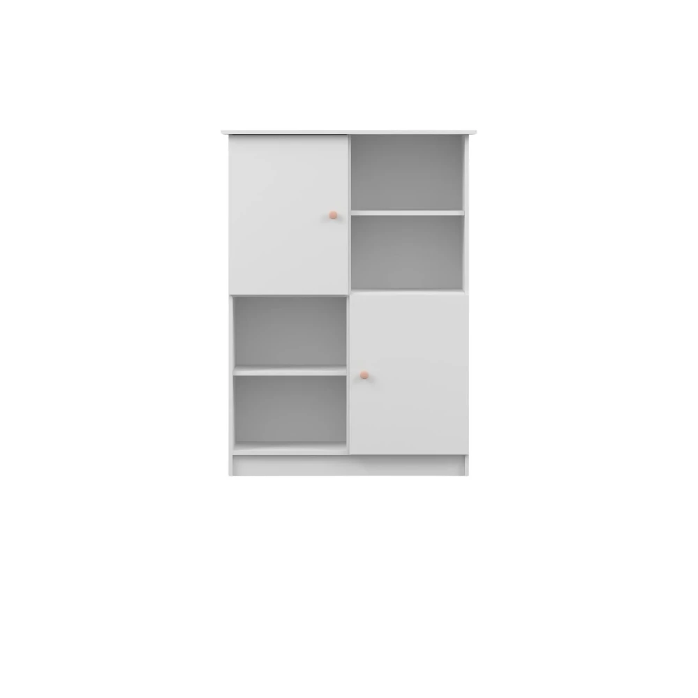 Regal Lila - two-door unit with shelves and metal handles