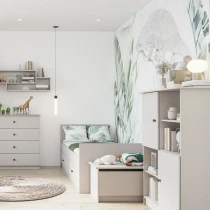 Regal Lila - two-door unit with shelves and metal handles