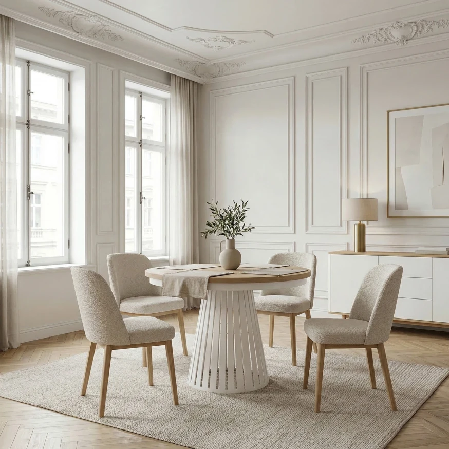 Esstisch rund Säulenfuß ausziehbar günstig kaufen - Dekori Möbel