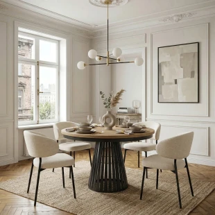 Esstisch rund Säulenfuß ausziehbar günstig kaufen - Dekori Möbel