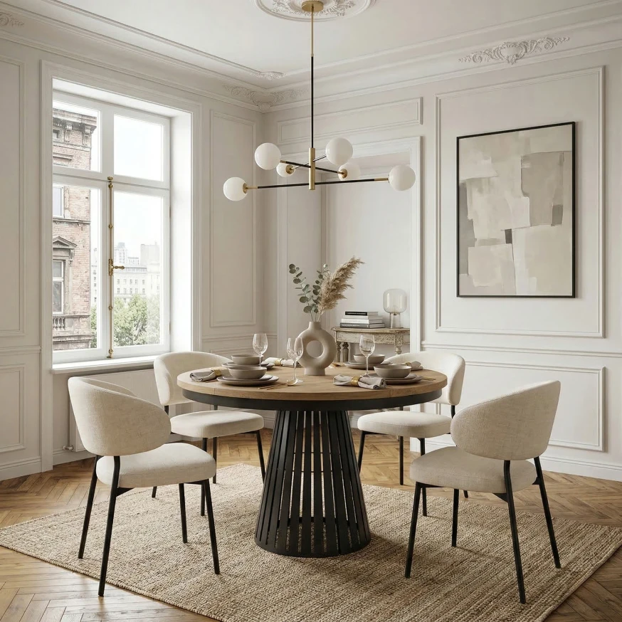 Esstisch rund Säulenfuß ausziehbar günstig kaufen - Dekori Möbel