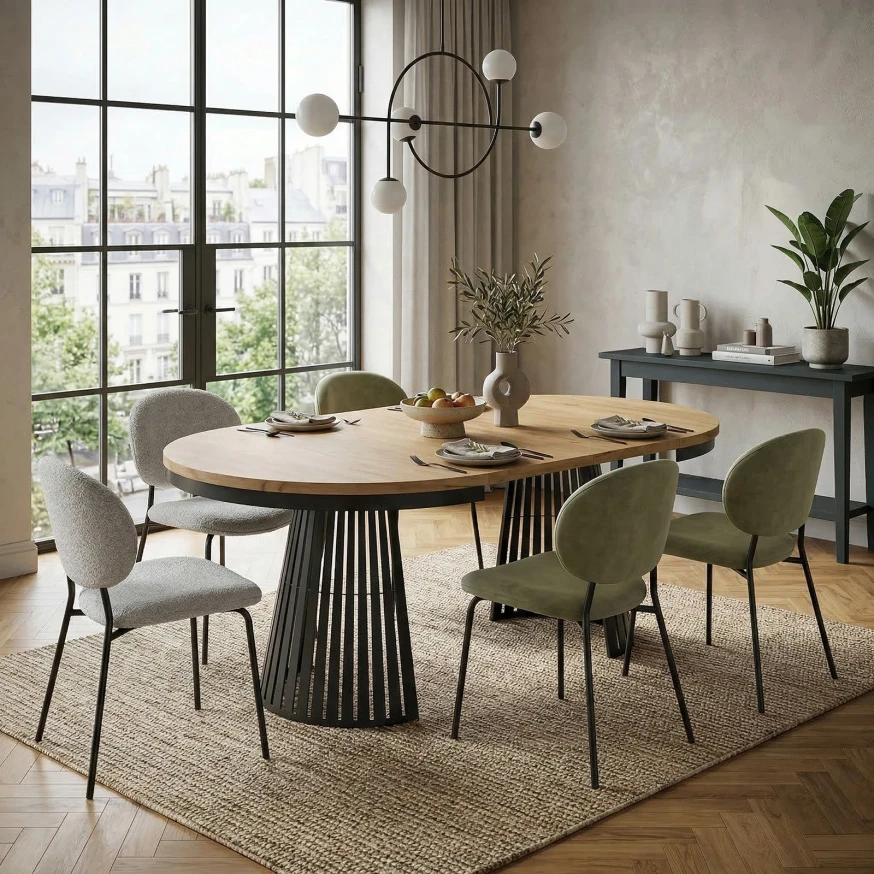 Esstisch rund Säulenfuß ausziehbar günstig kaufen - Dekori Möbel