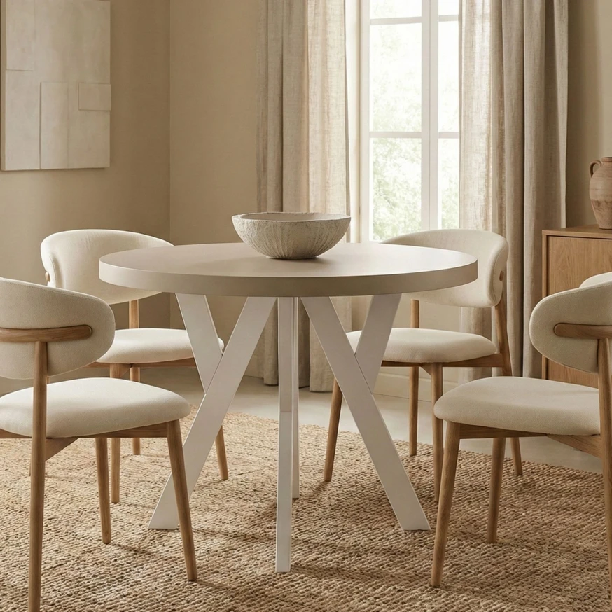 OUTLET PERO 90/140 Tisch, Kaschmirplatte, weiße Beine