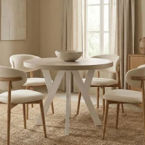 OUTLET PERO 90/140 Tisch, Kaschmirplatte, weiße Beine