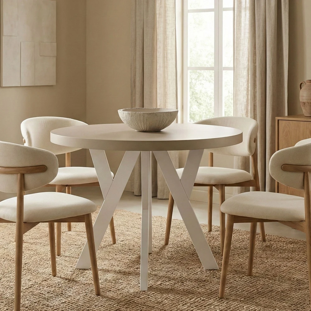 OUTLET PERO 90/140 Tisch, Kaschmirplatte, weiße Beine