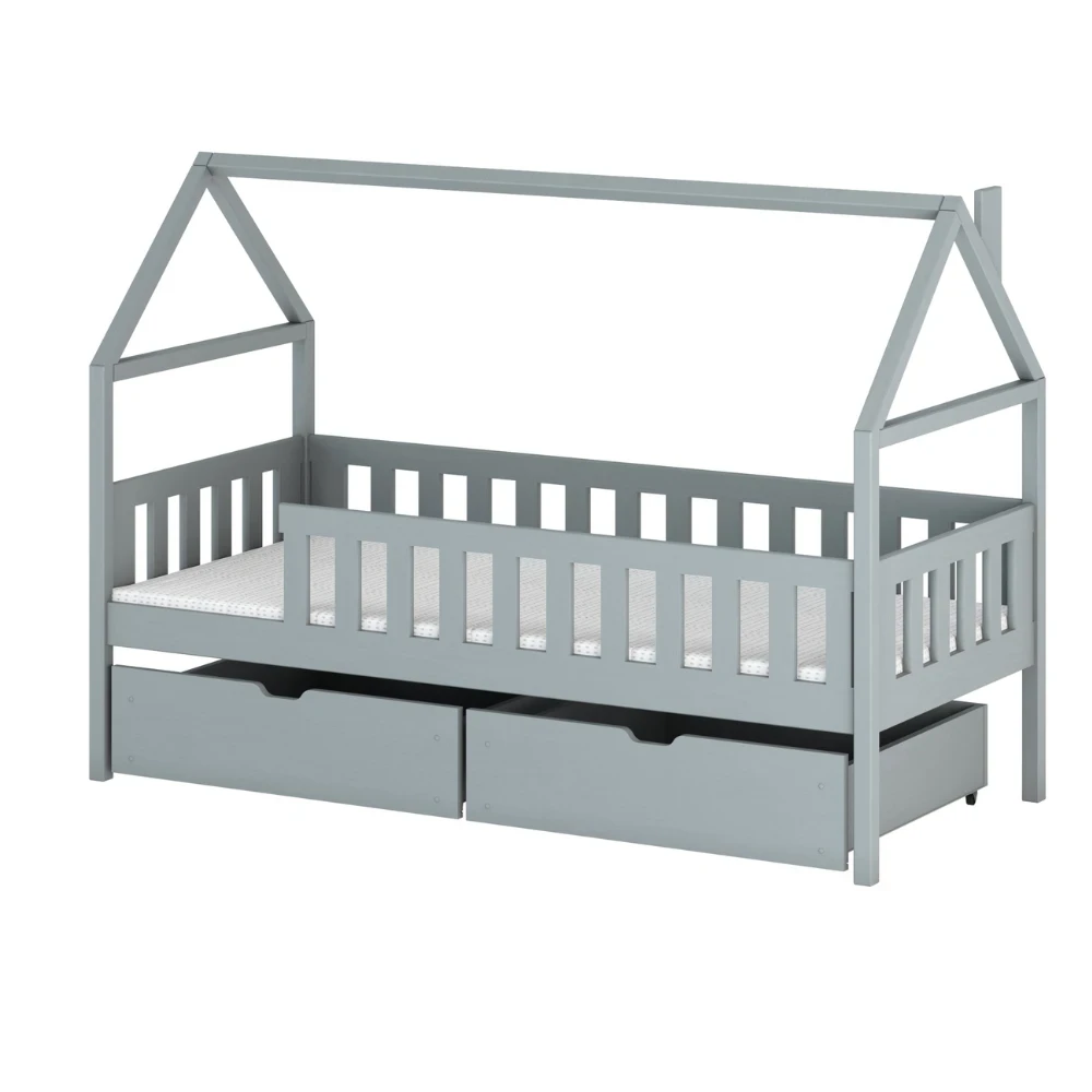 Kinderbett Hausbett HOMI mit Schubladen 80x160 cm