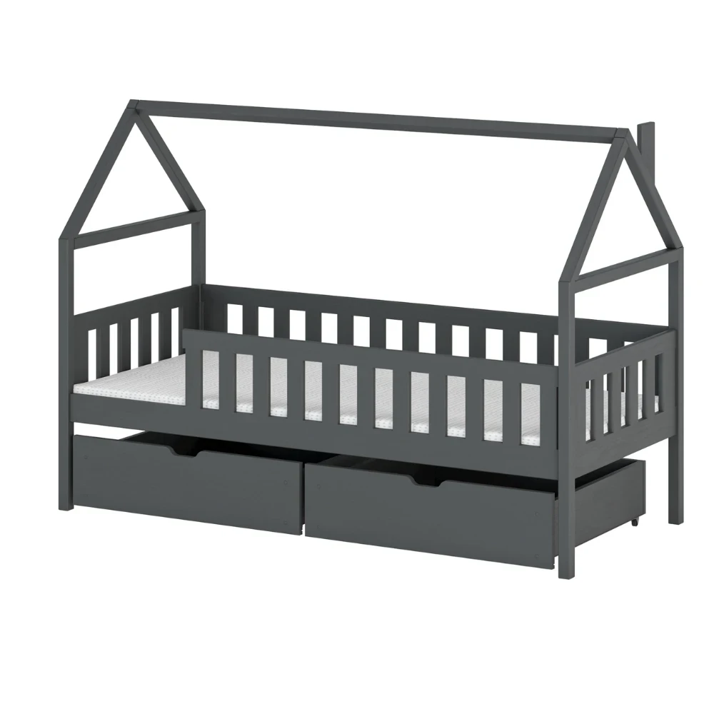 Kinderbett Hausbett HOMI mit Schubladen 80x200 cm