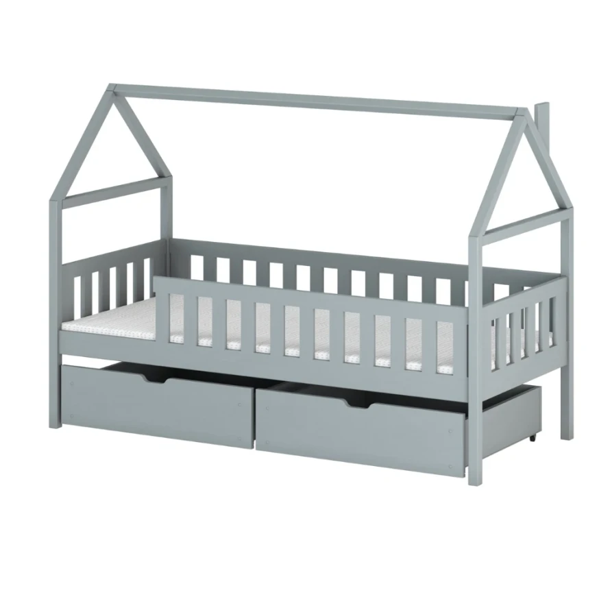Kinderbett Hausbett HOMI mit Schubladen 80x200 cm