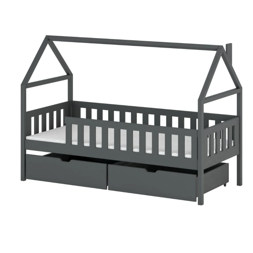 Kinderbett Hausbett HOMI mit Schubladen 90x200 cm