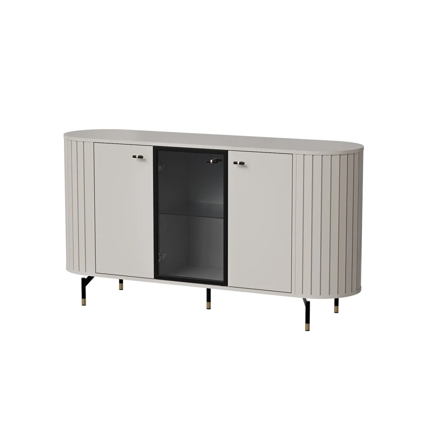 Kommode ZOEVA ZA3 mit Rillen und Glasfront