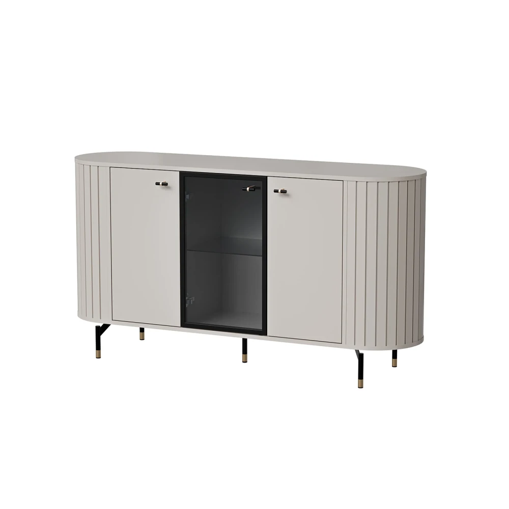 Kommode ZOEVA ZA3 mit Rillen und Glasfront