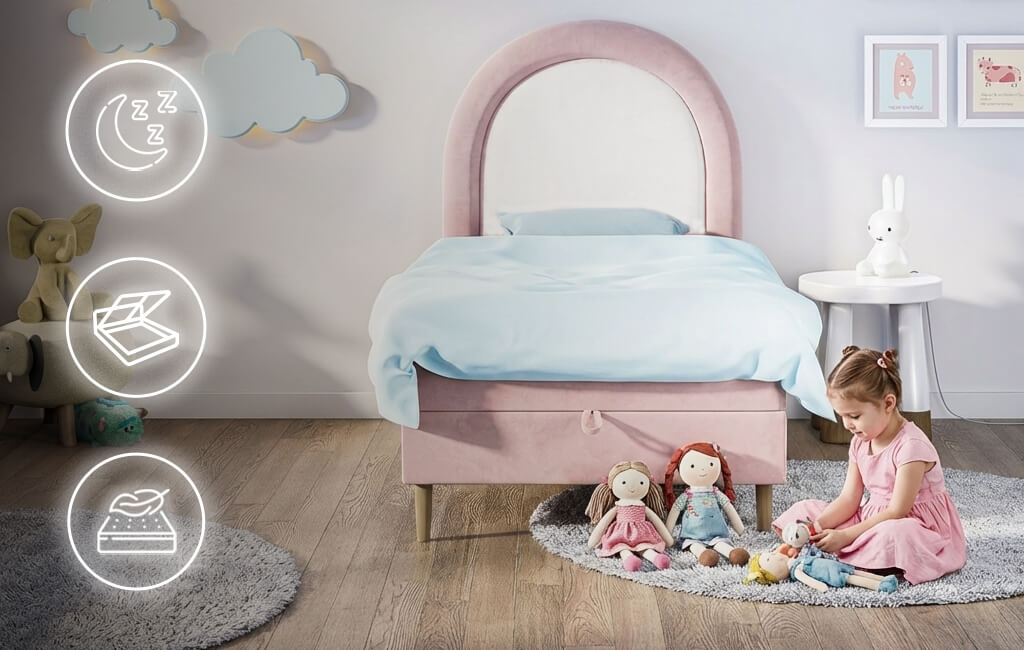 Kinder- und Jugendboxspringbetten von Dekori Möbel – ergonomisch, sicher und kindgerecht gestaltet