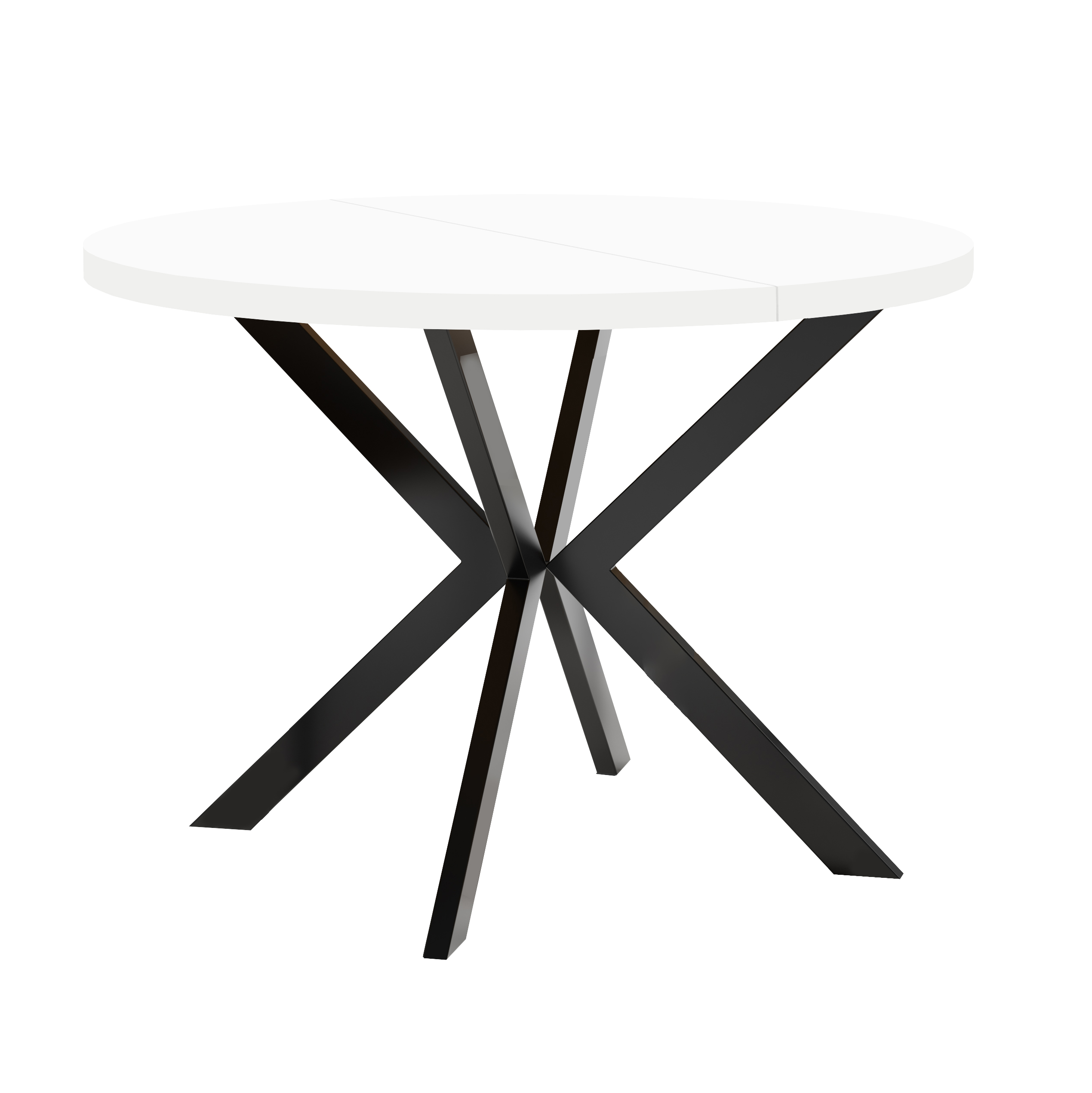 Esstisch ENDIK Loft Design, Tischplatte Weiß halbmatt, Untergestell Schwarz halbmatt