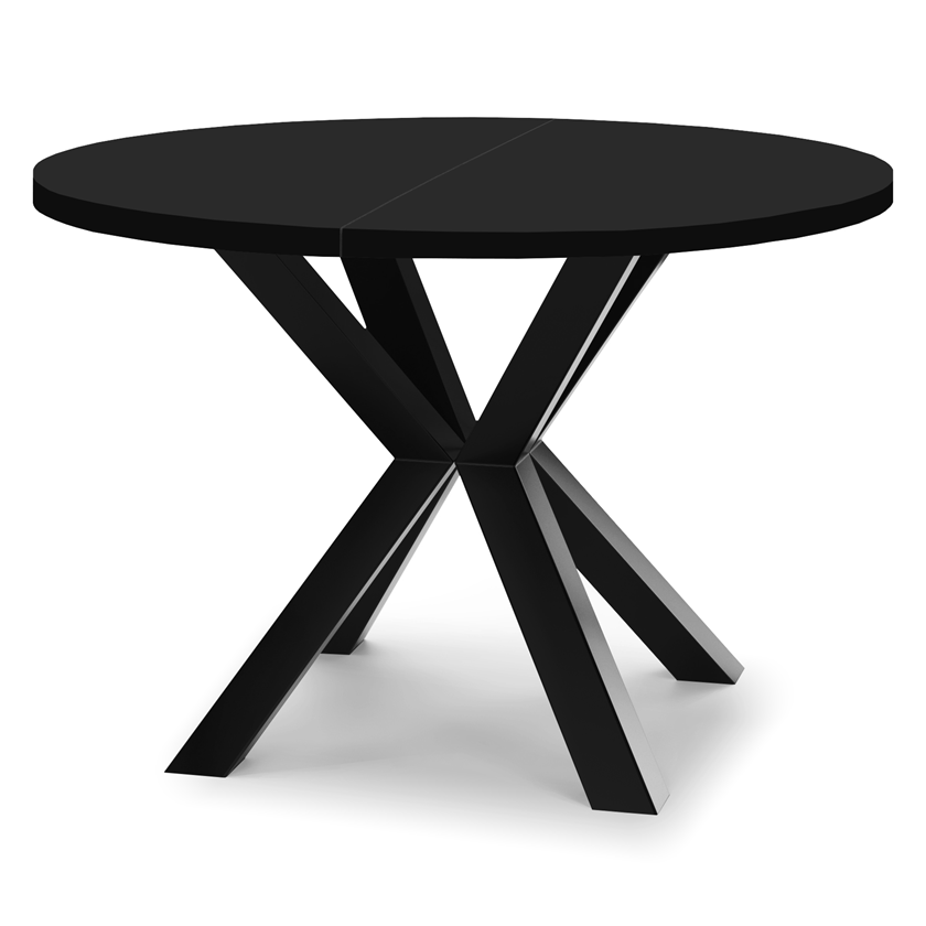 Runder Esstisch ausziehbar, Tischplatte Nuss Franklin Tobacco, Untergestell Weiß Halbmatt