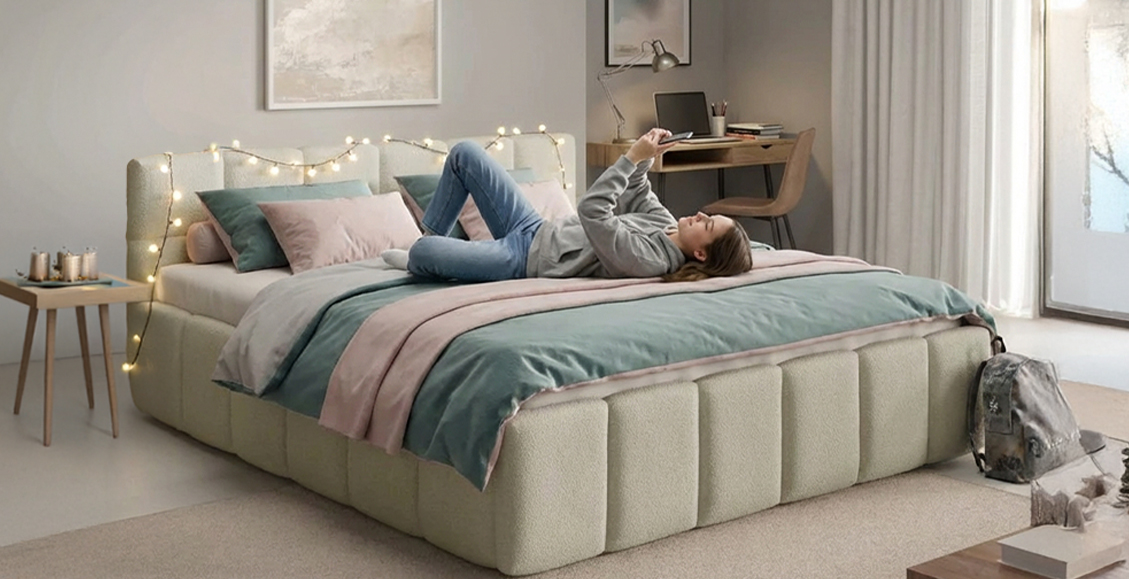 Polsterbett 140x200 für Teenager – Rückzugsort und Lounge