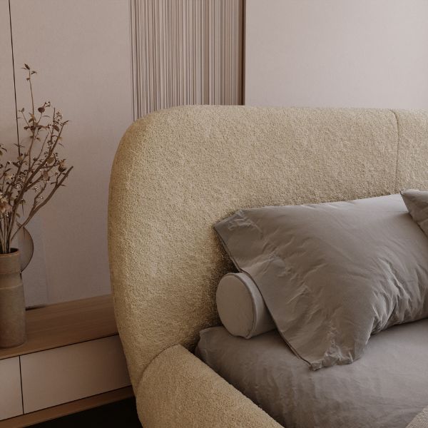 Polsterbett Belmi Slim 140x200 cm weiß mit Bettkasten – Nahaufnahme der stabilen Bett-Ecke