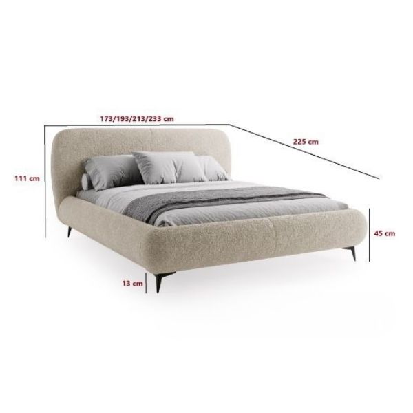 Polsterbett Belmi Slim 140x200 cm weiß mit Bettkasten – Abmessungen, Breite, Höhe und Tiefe des Bettes