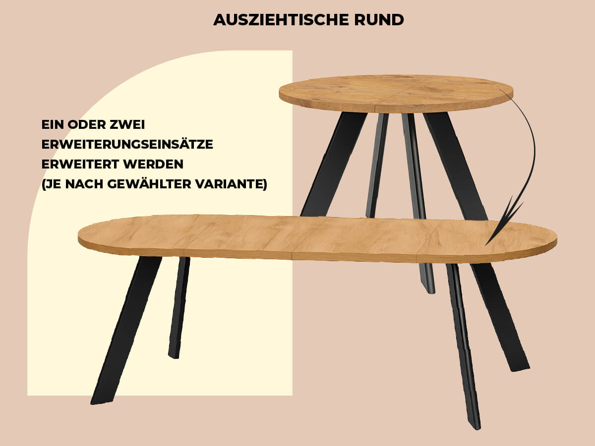 Ausziehtische rund