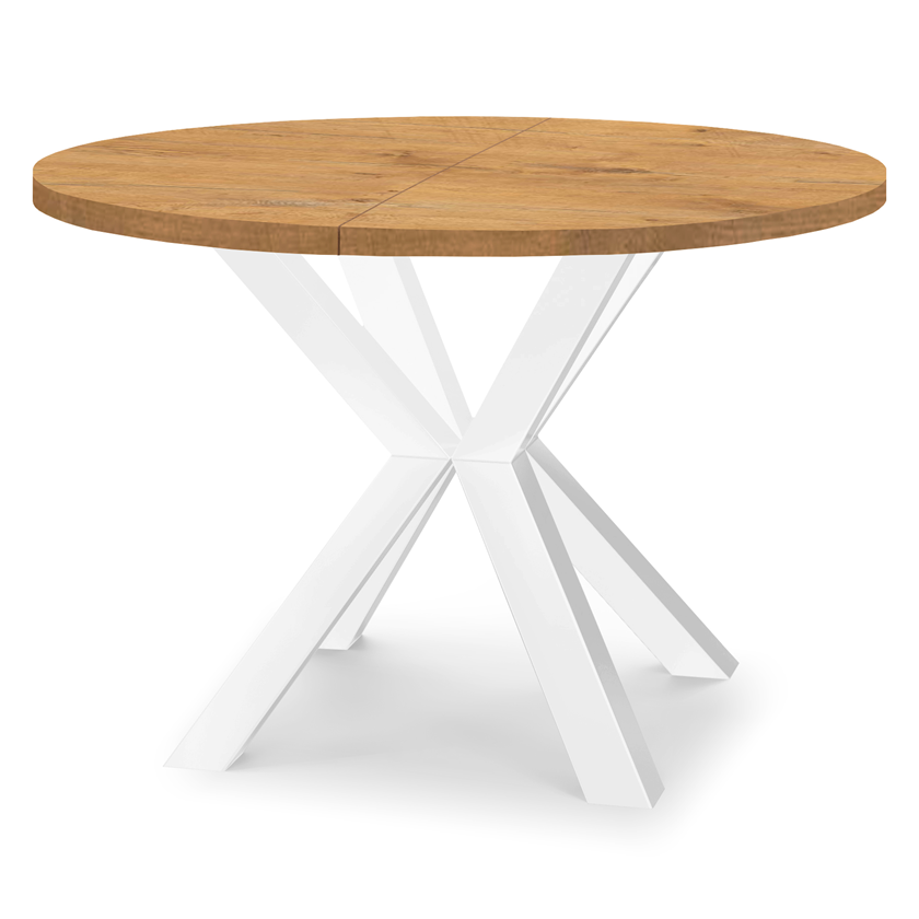 Runder Esstisch Eiche Lancelot ausziehbar in Weiß