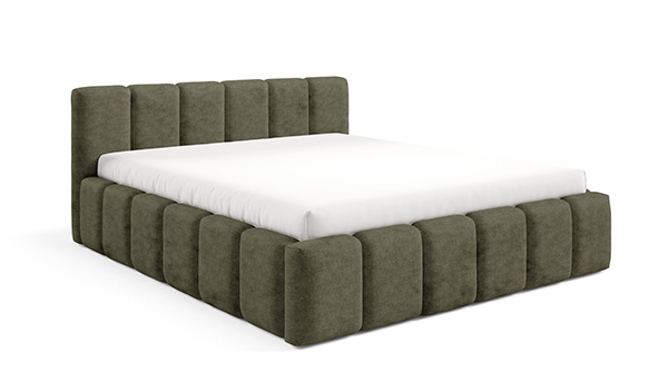Polsterbett 140x200 KALLA Medium Grün mit Stauraum – bequemes Schlafzimmerbett