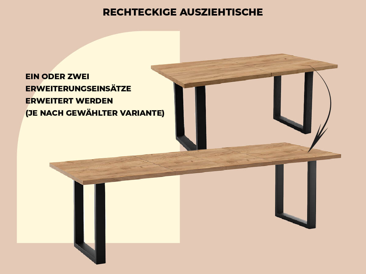 Rechteckige Ausziehtische