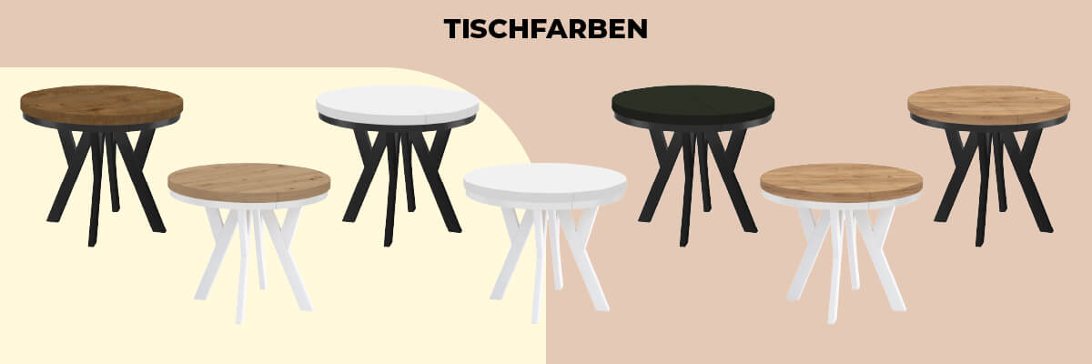 Welche Farben von Esstischen bekomme ich bei Dekori Möbel?