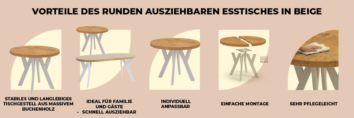 Runder Esstisch ausziehbar – ideal für Familie und Gäste - Vorteile